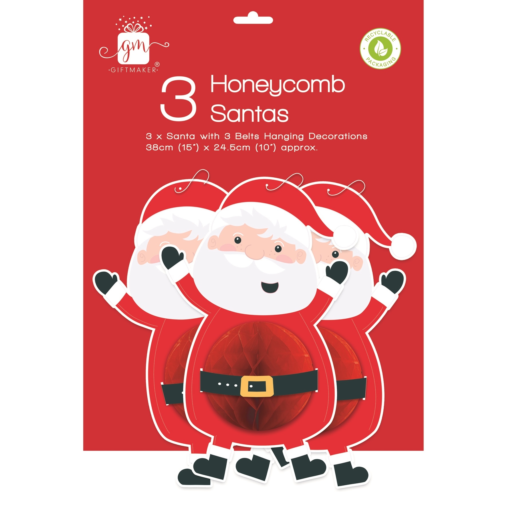 DECORATION,3D Honeycomb, Santa 35cm (Was 2.99) [Packs Only]