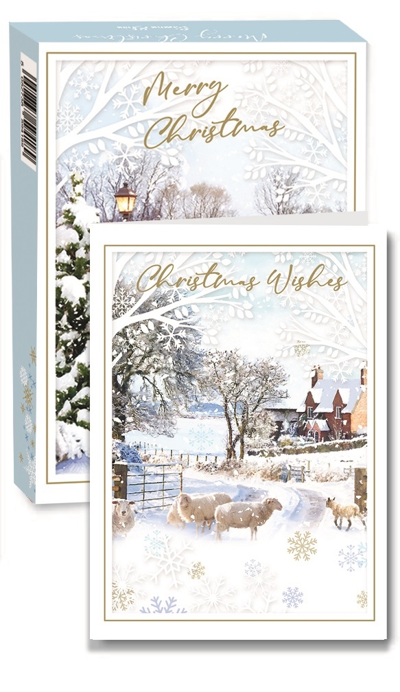 XMAS BOXED CARDS, Foiled 14`s 2 Designs per box. CDU [Splittable]