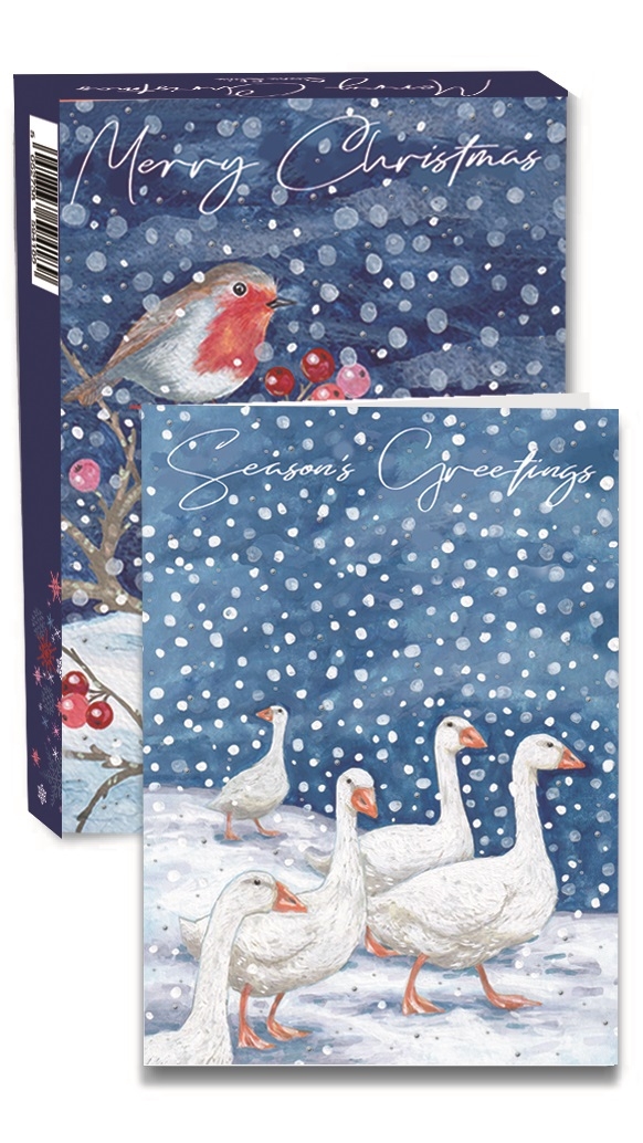 XMAS BOXED CARDS, Foiled 14`s 2 Designs per box. CDU [Splittable]