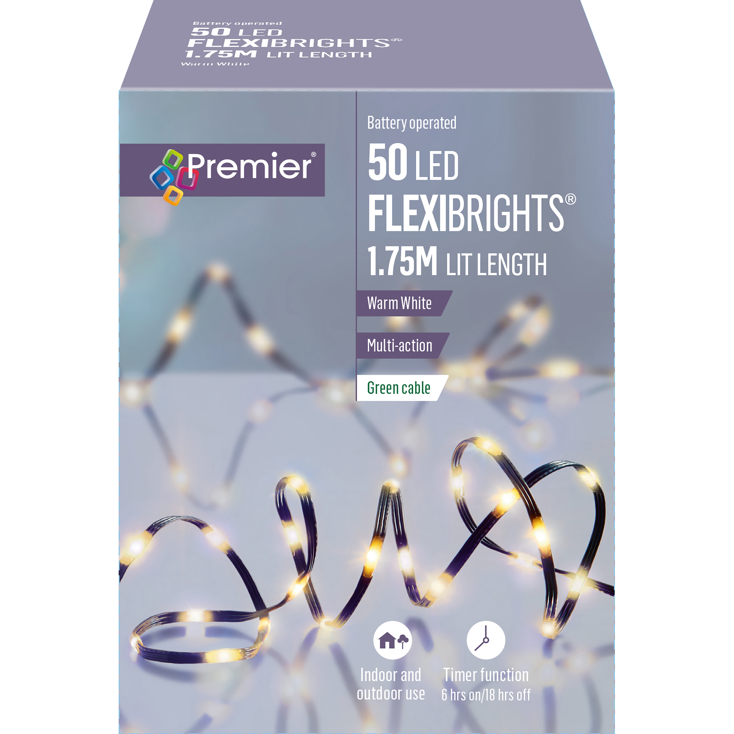 LIGHTS,LED Flexibright Warm White 50`s Battery Operated [Packs Only]