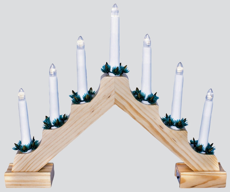CANDLEBRIDGE,LED Wooden Pine 7 Bulb Battery Operated