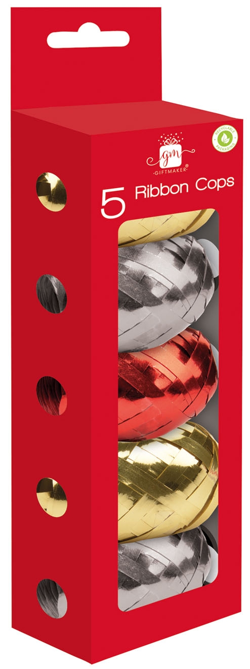 RIBBON COP,Gold/Silver & Red 5`s H/pk [Packs Only]