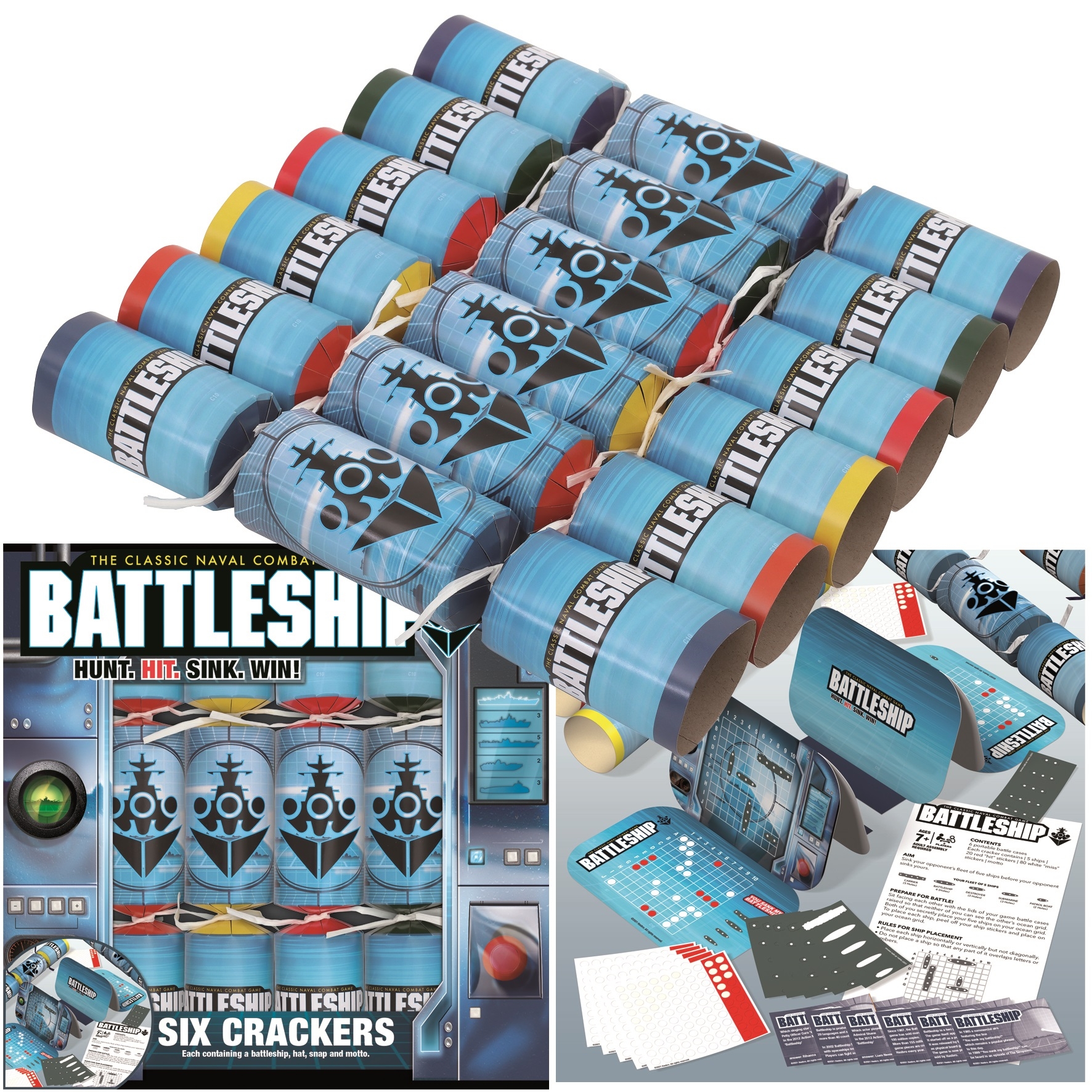 CRACKERS,30cm Battleships 6`s FSC (Hasbro) (Was 9.99)