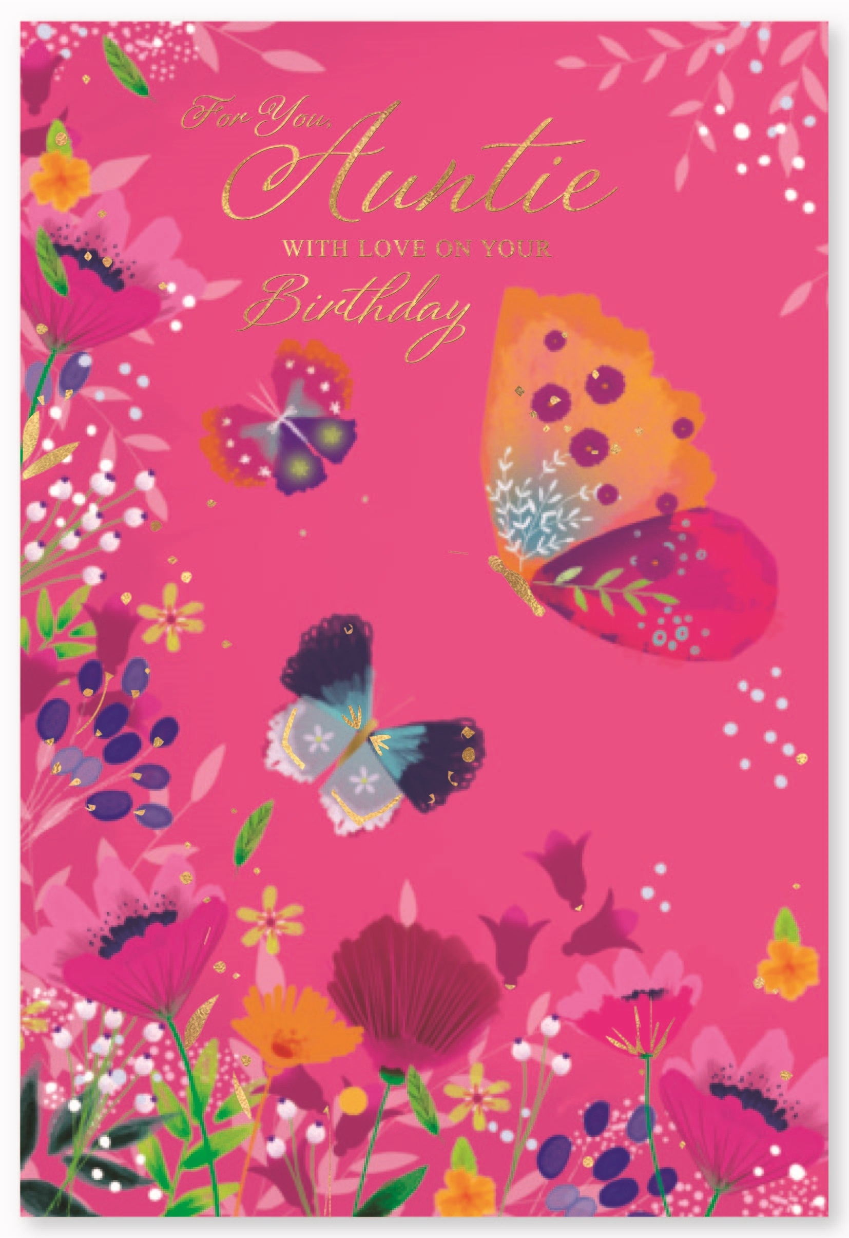 BIRTHDAY CARDS,Auntie 6`s Butterflies & Flowers