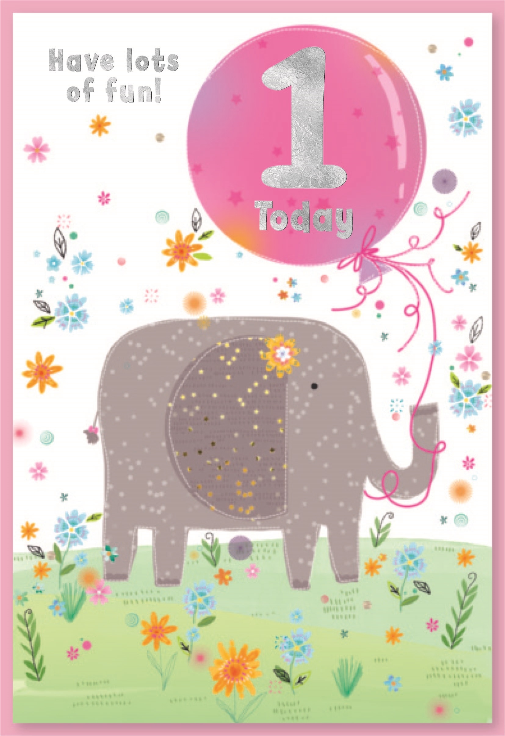 AGE 1 CARDS,Female 6`s Elephant & Balloon