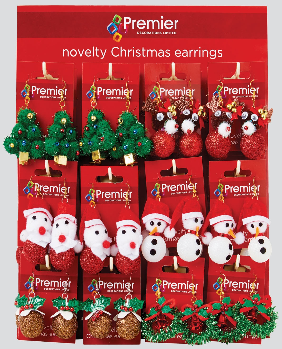 EARRINGS,Christmas Glitter 6 Assorted CDU [Splittable]