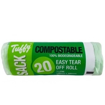TUFFY CADDY SACK BAG 7 Litre Compostable 39x39cm 20`s [Splittable]