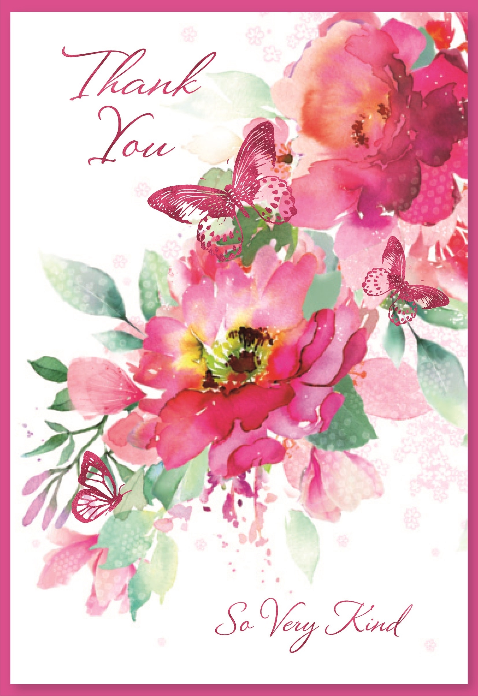 THANK YOU CARDS,6`s Floral Butterflies