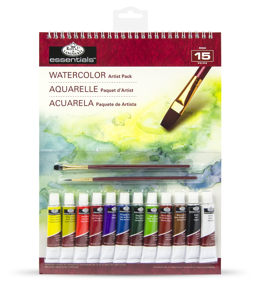ARTIST PACK,12 Watercolour Paints, Brushes & 10 Sheet Pad [Splittable]