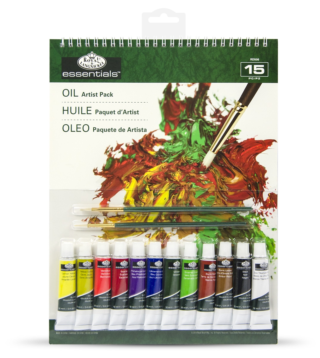 ARTIST PACK,12 Oil Paints, 2 Brushes & 8 Sheet Pad [Splittable]