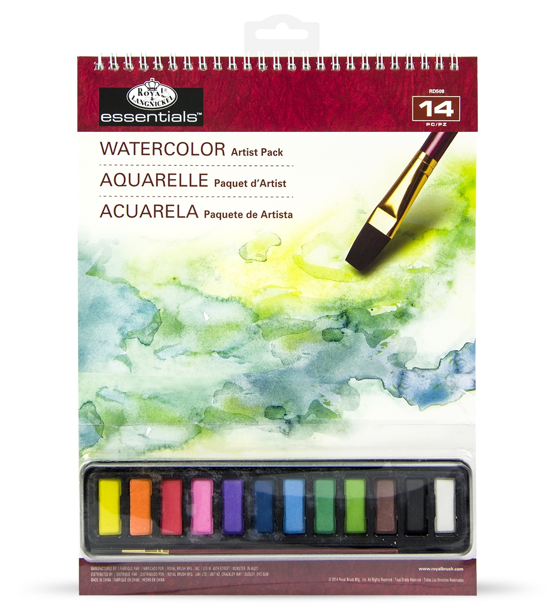 ARTIST PACK,12 Watercolour Cakes, Brush & 10 Sheet Pad [Splittable]
