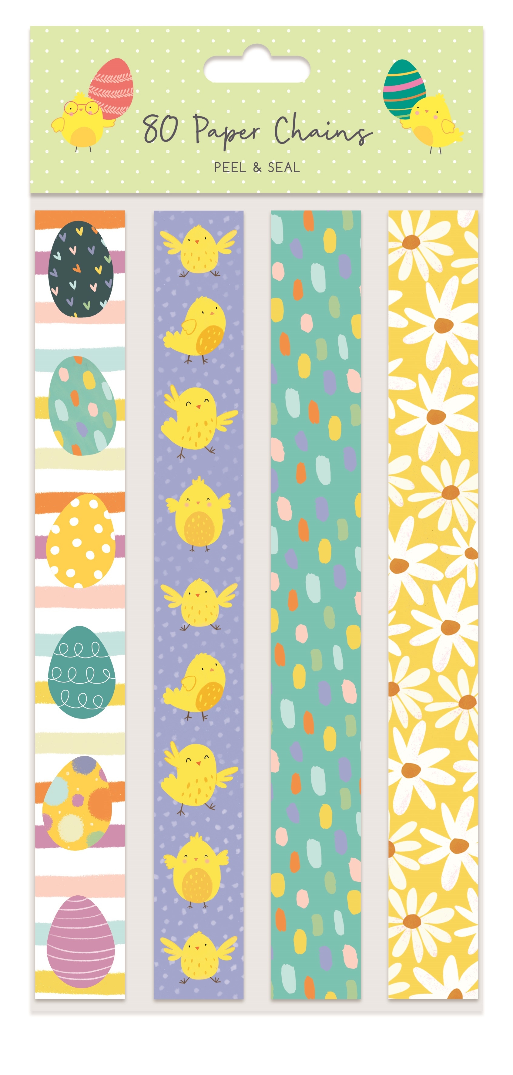 PAPER CHAINS,EASTER 80`s Peel & Seal 4 Assorted H/pk [Packs Only]