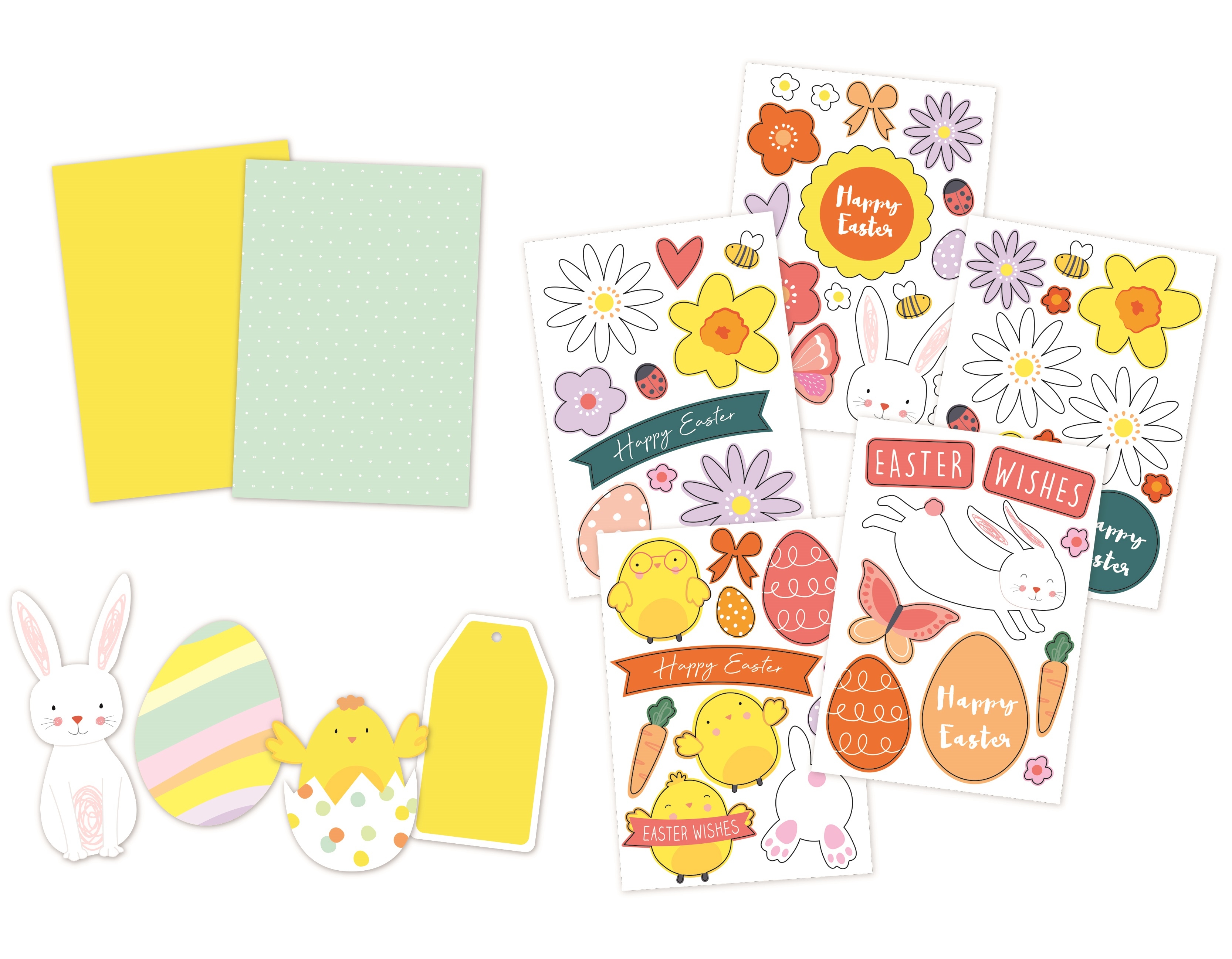 EASTER CARDS,Create Your Own 8 Cards, Stickers & Envelopes [Splittable]