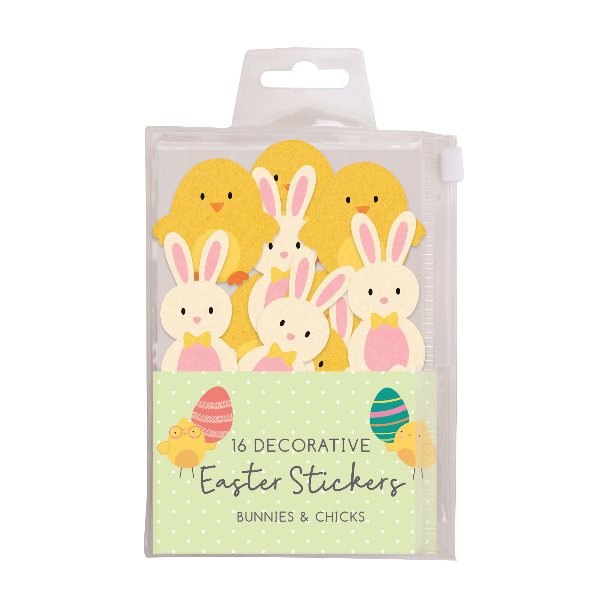 EASTER STICKERS,Felt Bunny/ Chicks 16`s H/pk [Splittable]