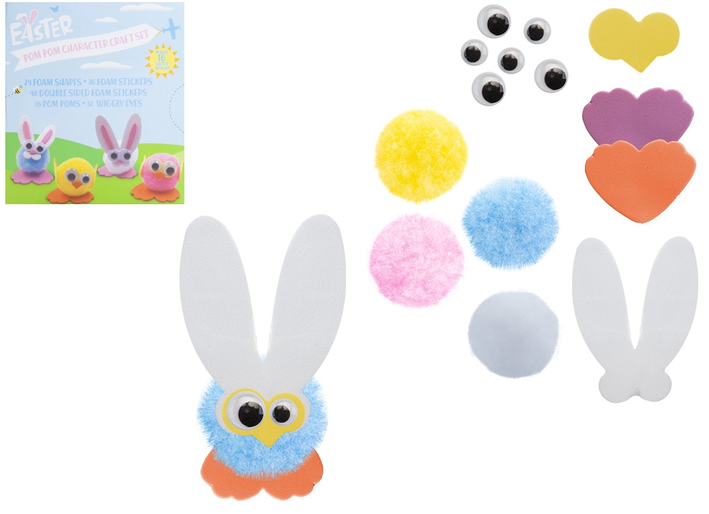 EASTER POM POM CHARACTERS Shapes,Stickers,Pom Poms & Eye [Splittable]