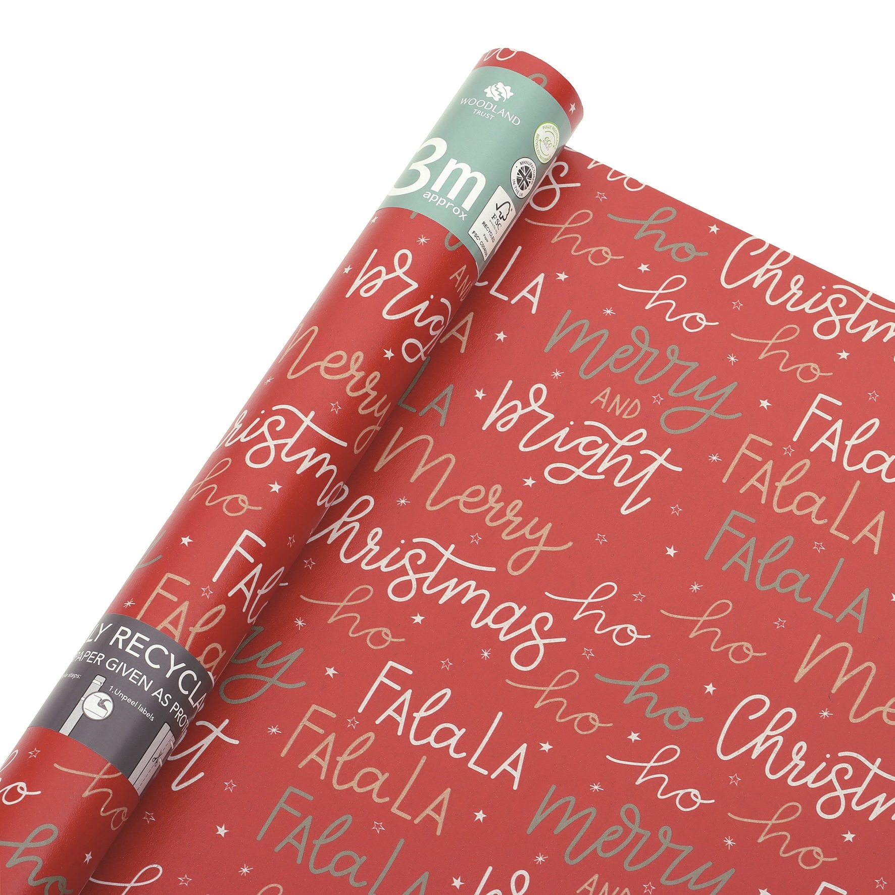 XMAS ROLLWRAP,3m Eco Nature Merry & Bright FDU [Packs Only]