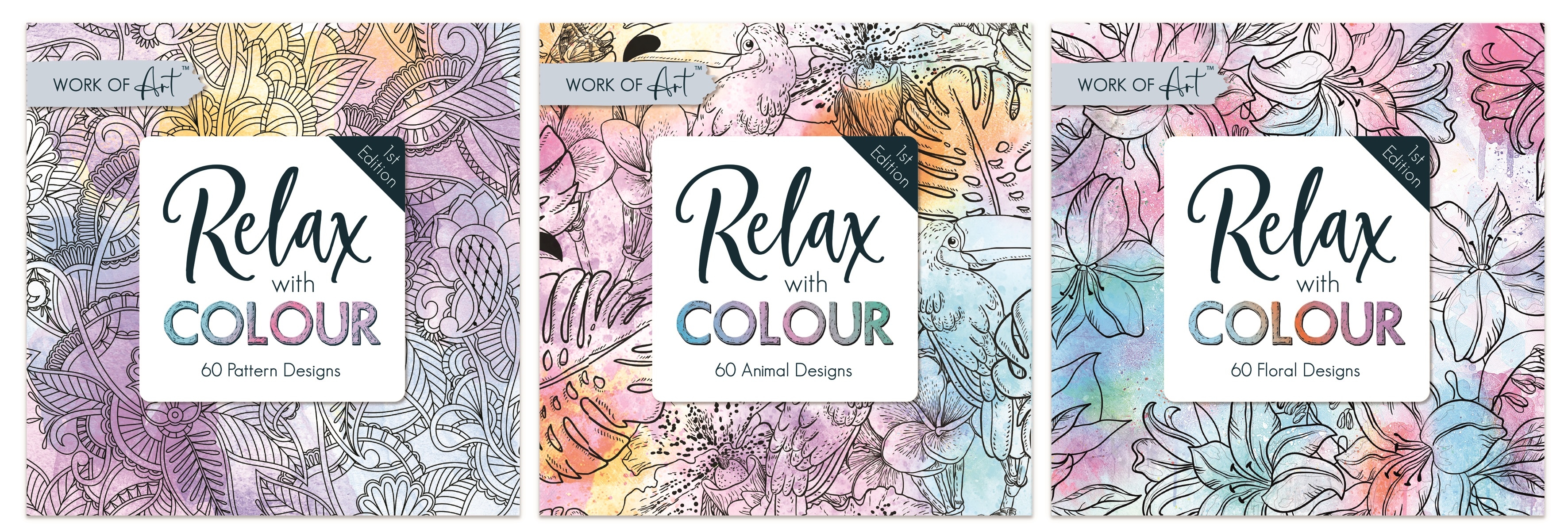 Adult Colouring,Relax With Colours 3 Asst. (Series 1) [Packs Only]