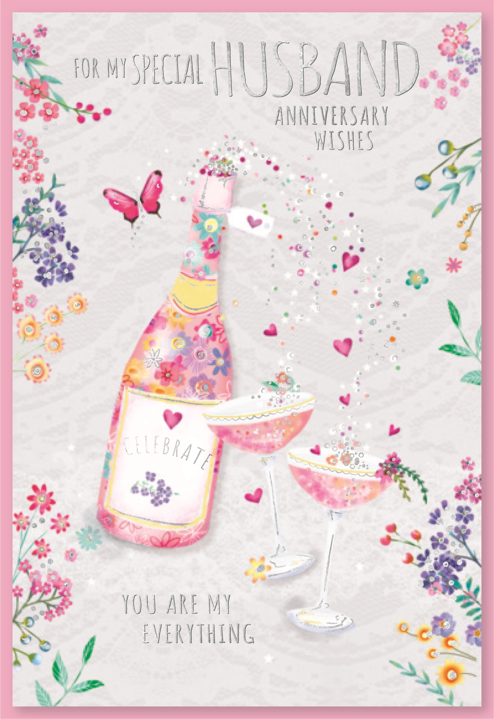 ANNIVERSARY CARDS,Husband 6`s Pink Bubbly