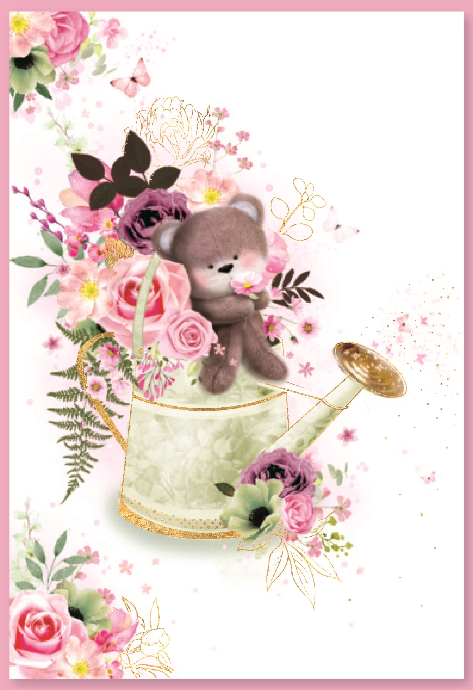BLANK CARDS,6`s Floral Vase & Bear