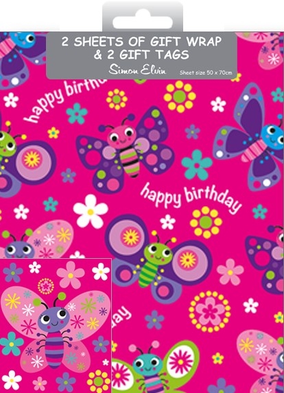 GIFT WRAP PACKETS,Butterflies & Flowers H/pk [Packs Only]