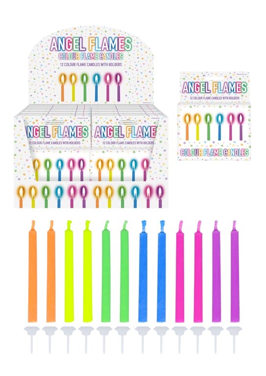 CAKE CANDLES, ANGEL FLAMES Multi Colour Flames 12`s CDU [Splittable]
