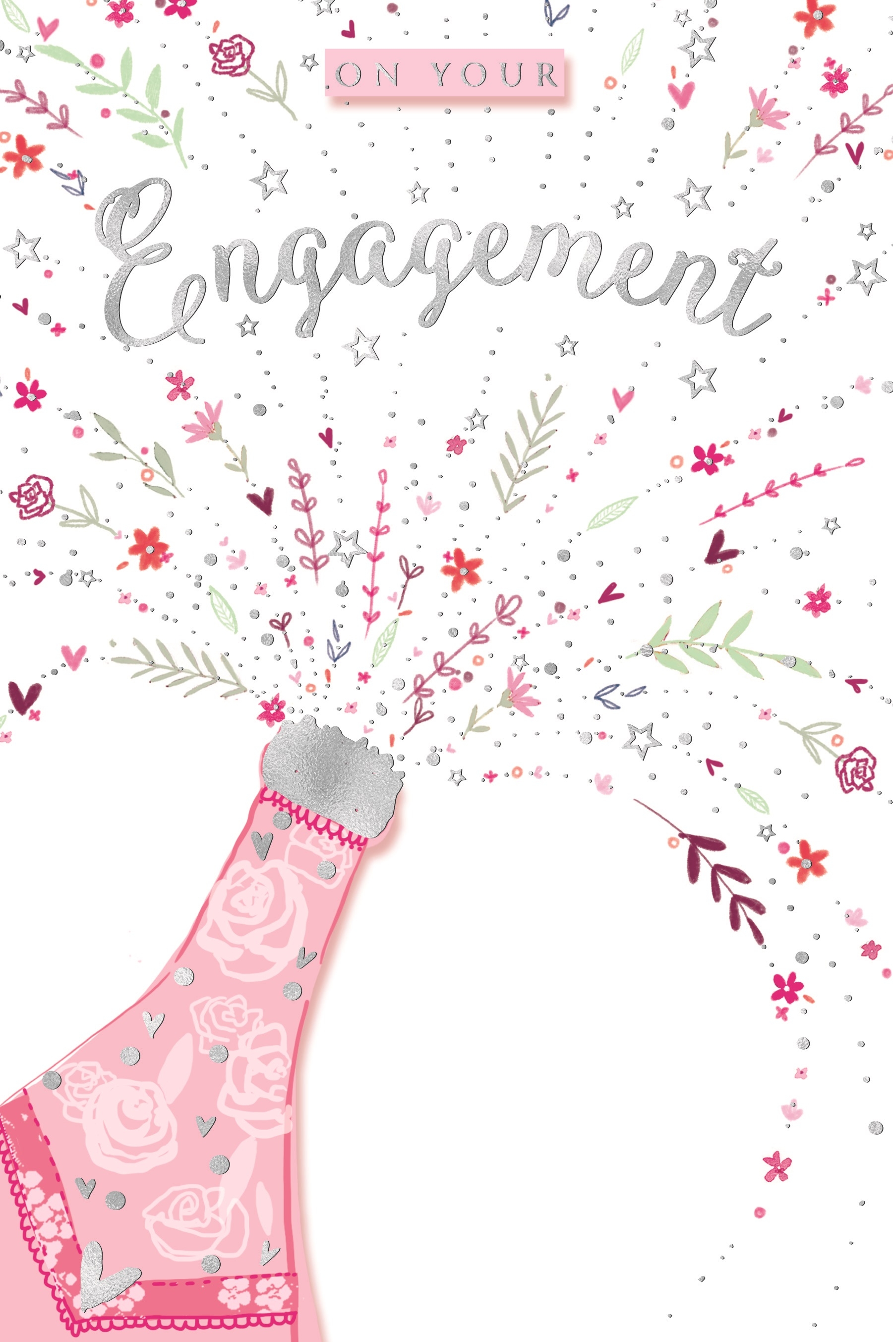 ENGAGEMENT CARDS,6`s Floral Popping Bubbly Bottle