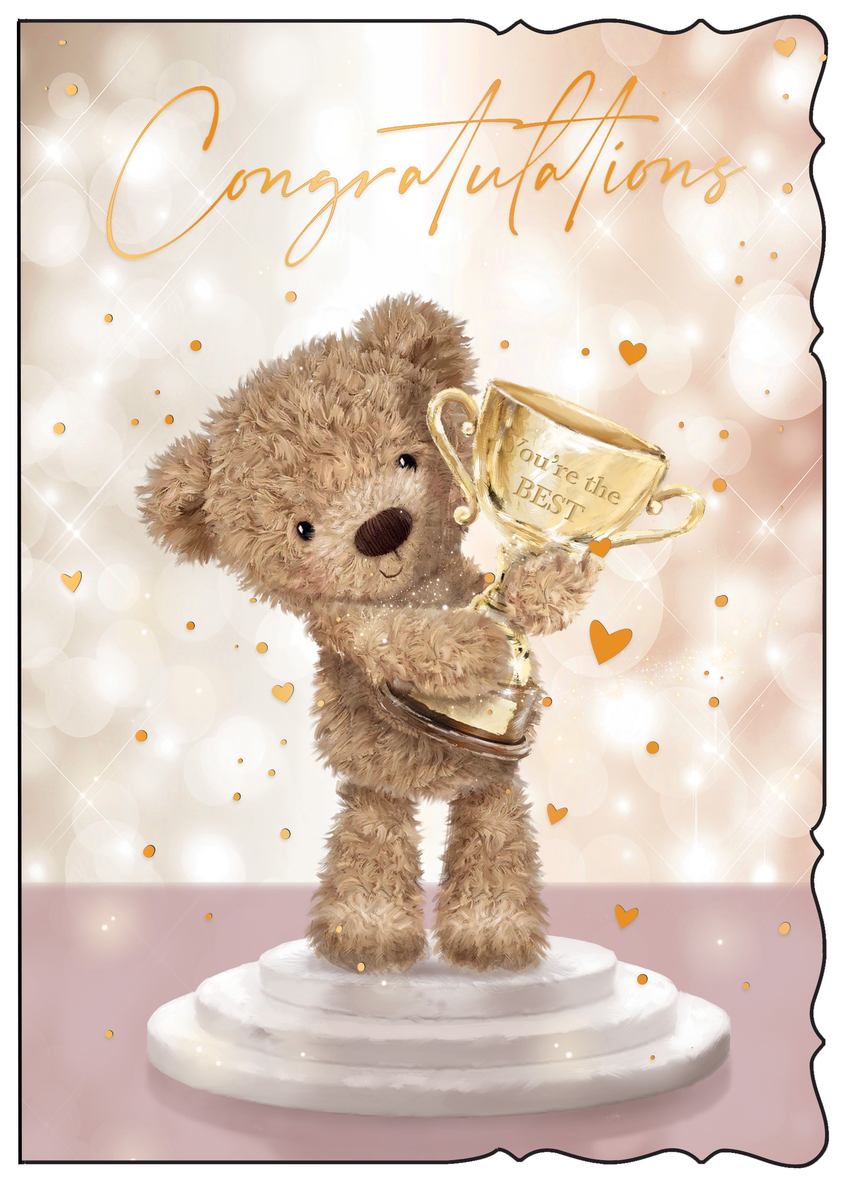 CONGRATULATIONS CARDS,6`s Teddy & Trophy