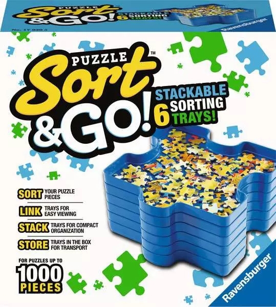 PUZZLE SORT & GO,6 Stackable Sorting Trays [Splittable]