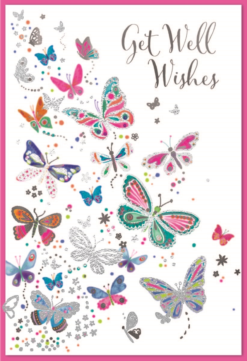 GET WELL CARDS,6`s Coloured Butterflies