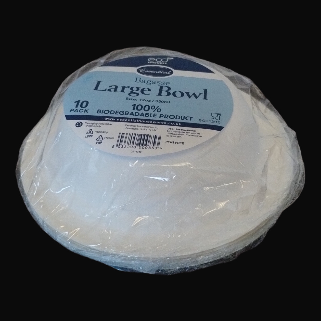 BOWL,White Bagasse 10`s [Packs Only]