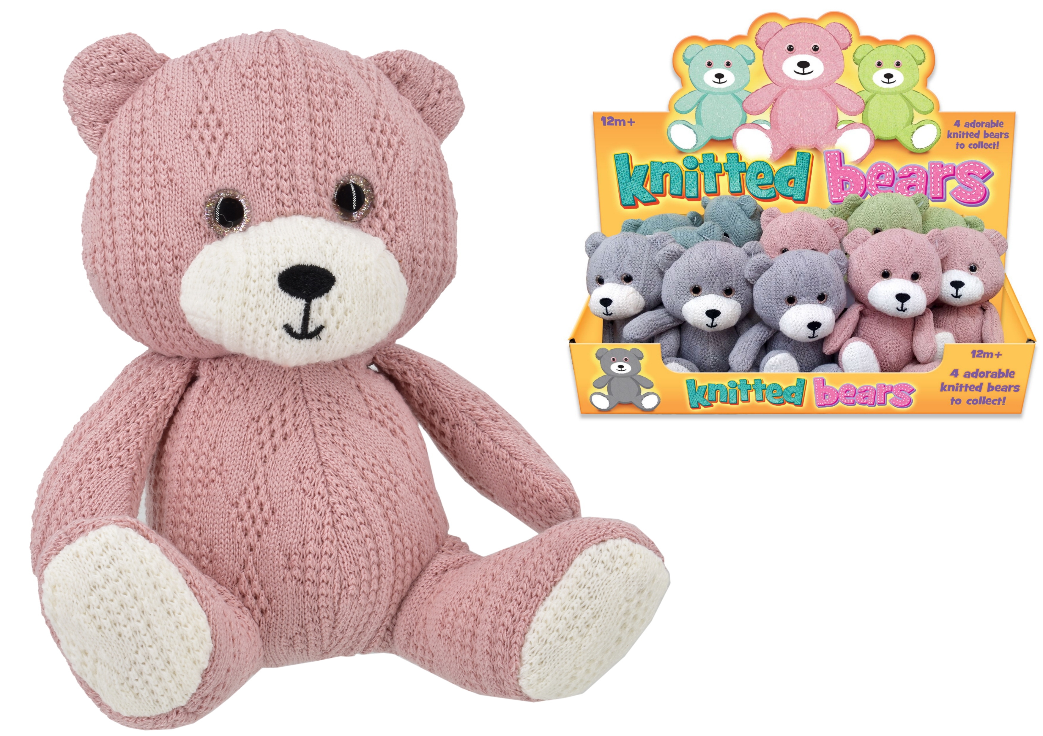 KNITTED BEARS,4 Assorted 14cm CDU [Packs Only]