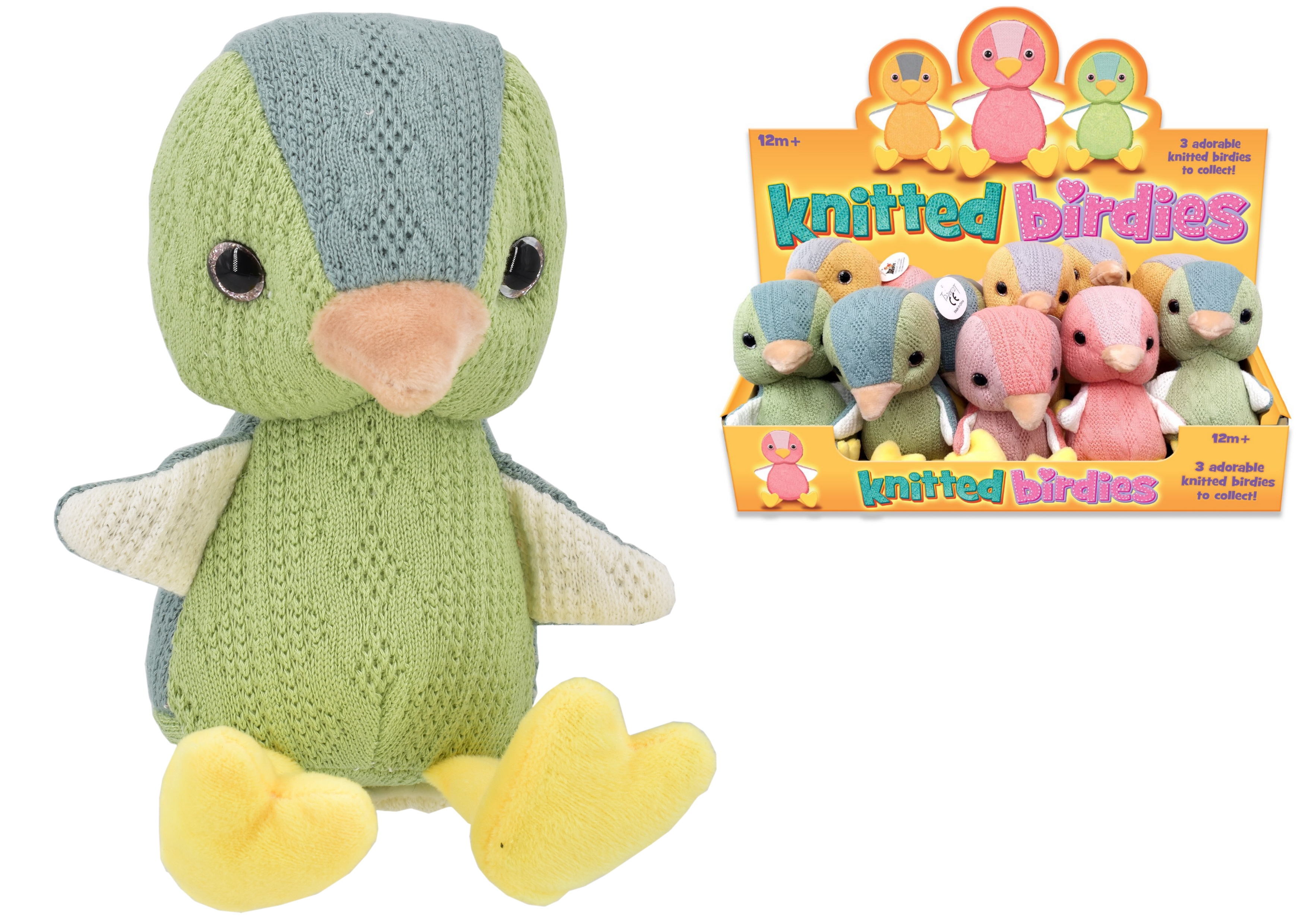 KNITTED BIRDIES,4 Assorted 14cm CDU [Packs Only]