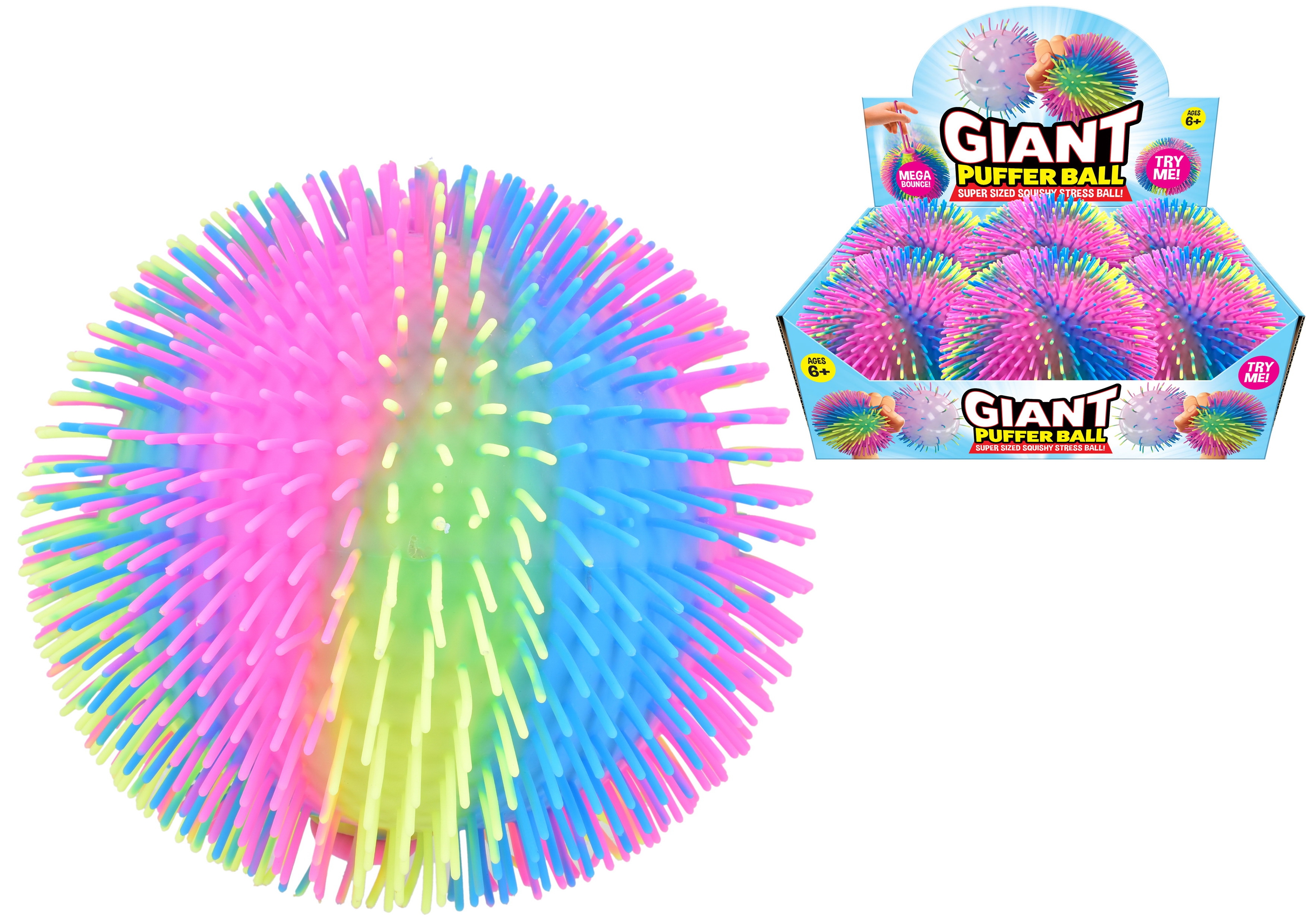GIANT PUFFER SUPER SIZE STRESS BALL 21cm Age 6+ CDU [Packs Only]