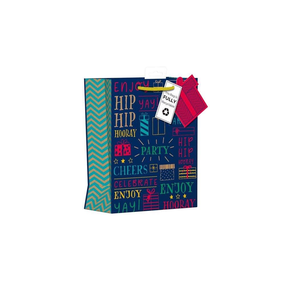 GIFT BAG, Kraft, Text (Medium) [Packs Only]