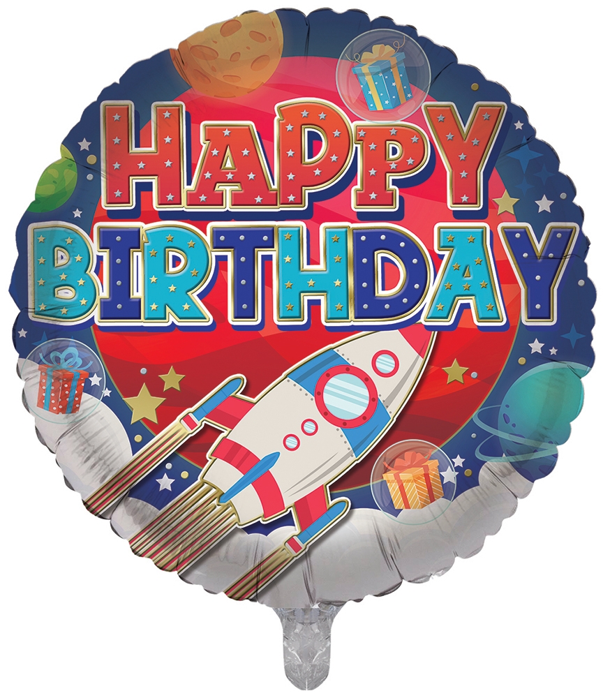 BALLOONS,Happy Birthday Space (Helium Foil) [Packs Only]