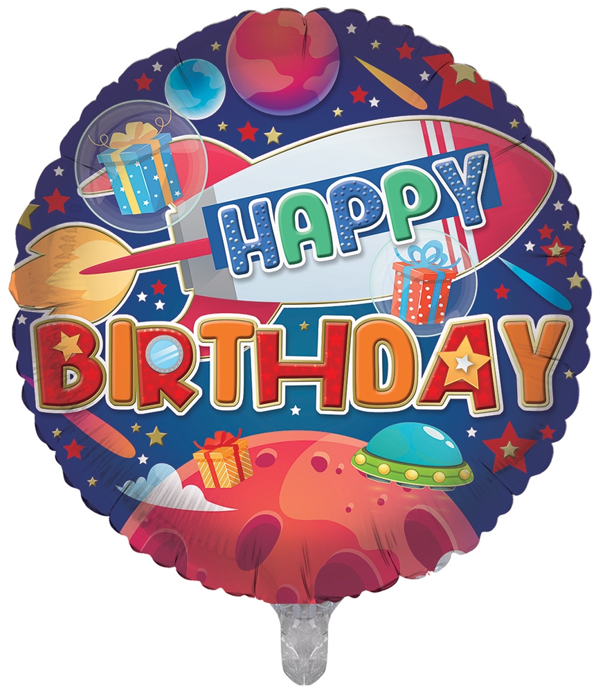 BALLOONS,Happy Birthday Space (Helium Foil) [Packs Only]