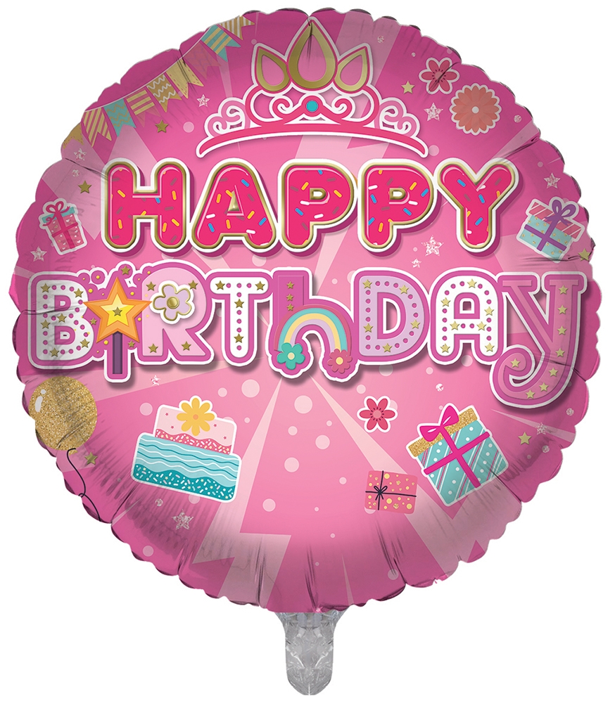 BALLOONS,Happy Birthday Pink (Helium Foil) [Packs Only]