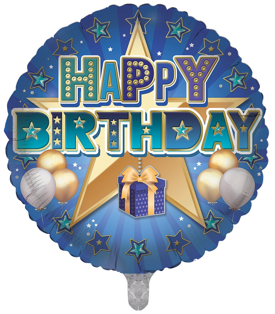 BALLOONS,Happy Birthday Star (Helium Foil) [Packs Only]