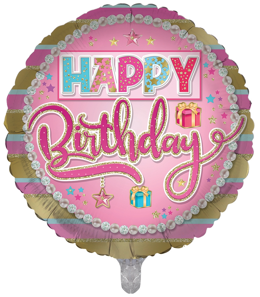 BALLOONS,Happy Birthday Text (Helium Foil) [Packs Only]