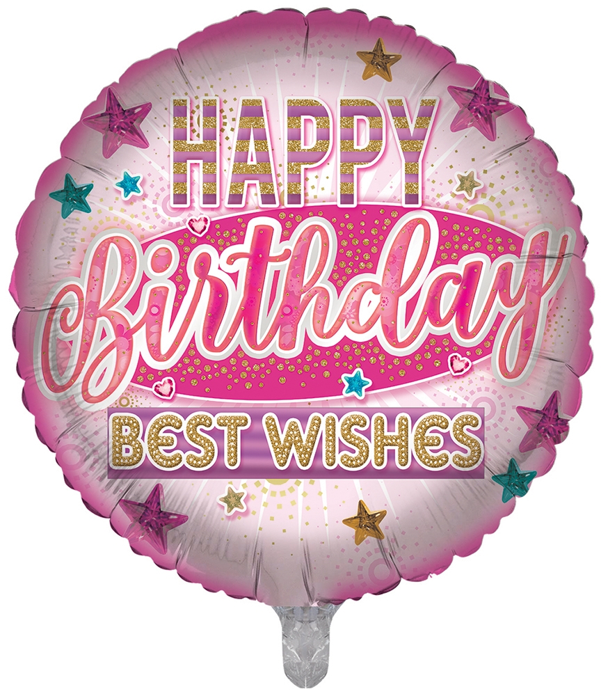 BALLOONS,Happy Birthday Best Wishes (Helium Foil) [Packs Only]