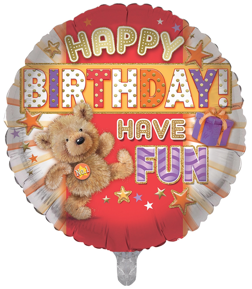 BALLOONS,Happy Birthday Cute Bear (Helium Foil) [Packs Only]
