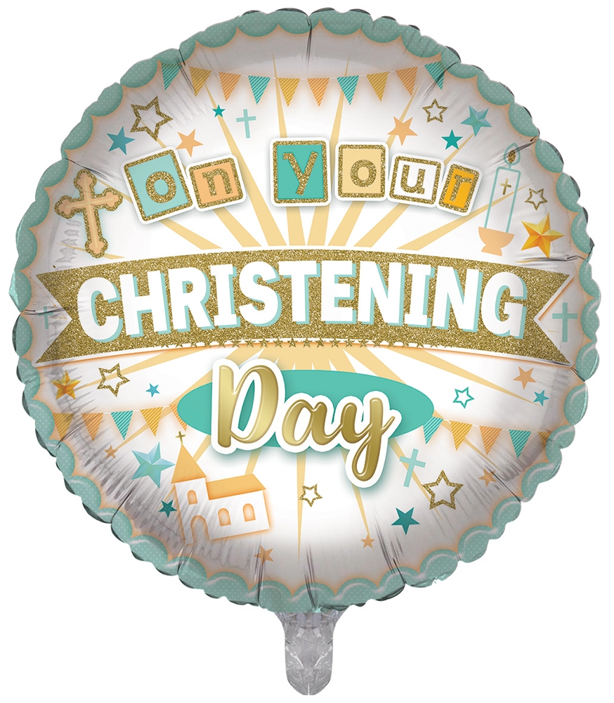 BALLOONS,Christening Day (Helium Foil) [Packs Only]