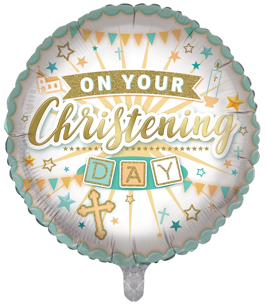 BALLOONS,Christening Day (Helium Foil) [Packs Only]