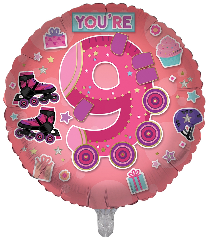 BALLOONS,Age 9 Female (Helium Foil) [Packs Only]