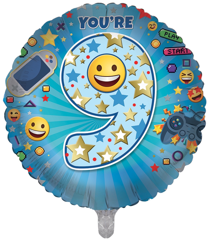 BALLOONS,Age 9 Male (Helium Foil) [Packs Only]