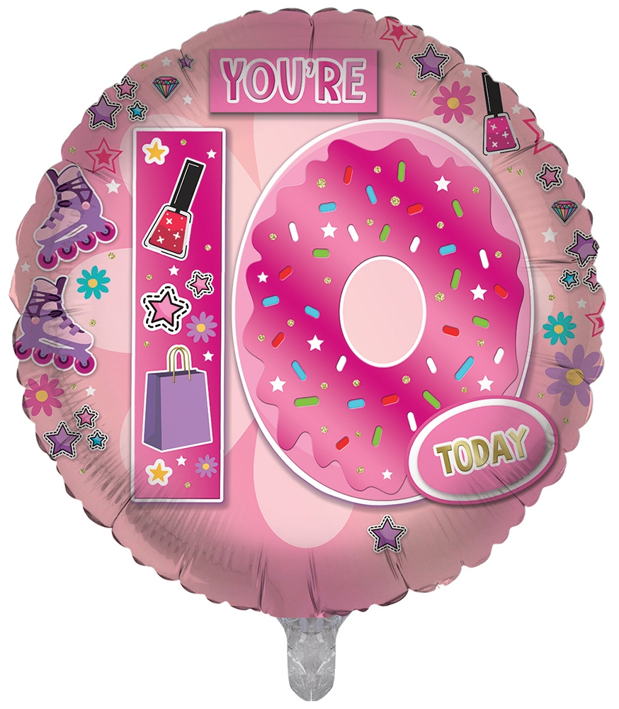 BALLOONS,Age 10 Female (Helium Foil) [Packs Only]