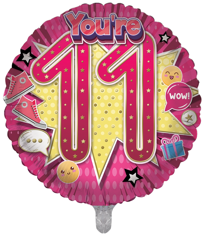 BALLOONS,Age 11 Female (Helium Foil) [Packs Only]