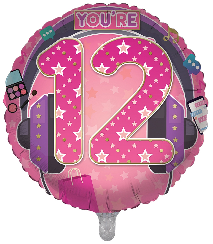 BALLOONS,Age 12 Female (Helium Foil) [Packs Only]