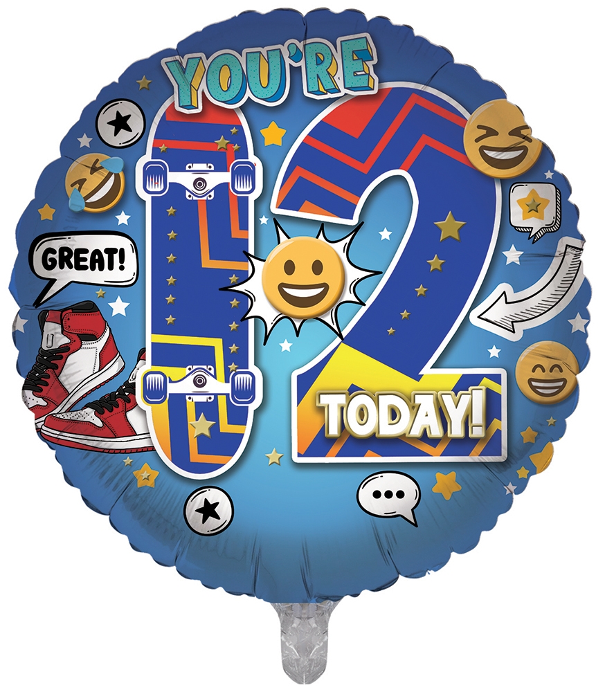 BALLOONS,Age 12 Male (Helium Foil) [Packs Only]