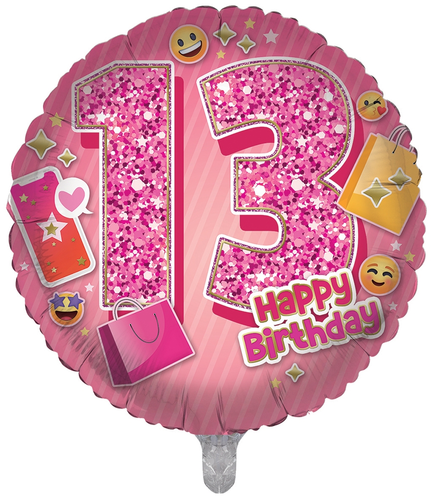 BALLOONS,Age 13 Female (Helium Foil) [Packs Only]